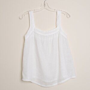 CP Shades Linen Square Neck Top Cami Blouse White